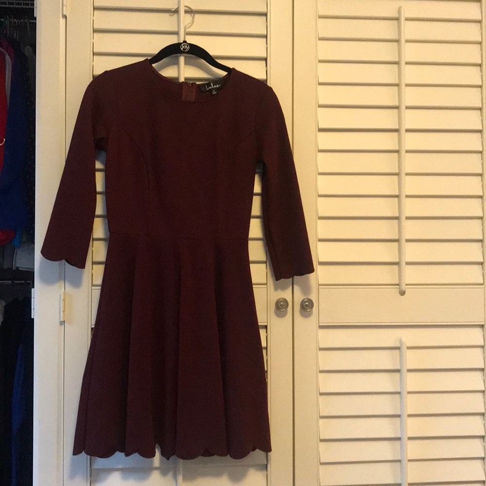 Burgundy 3/4 Sleeve Dress